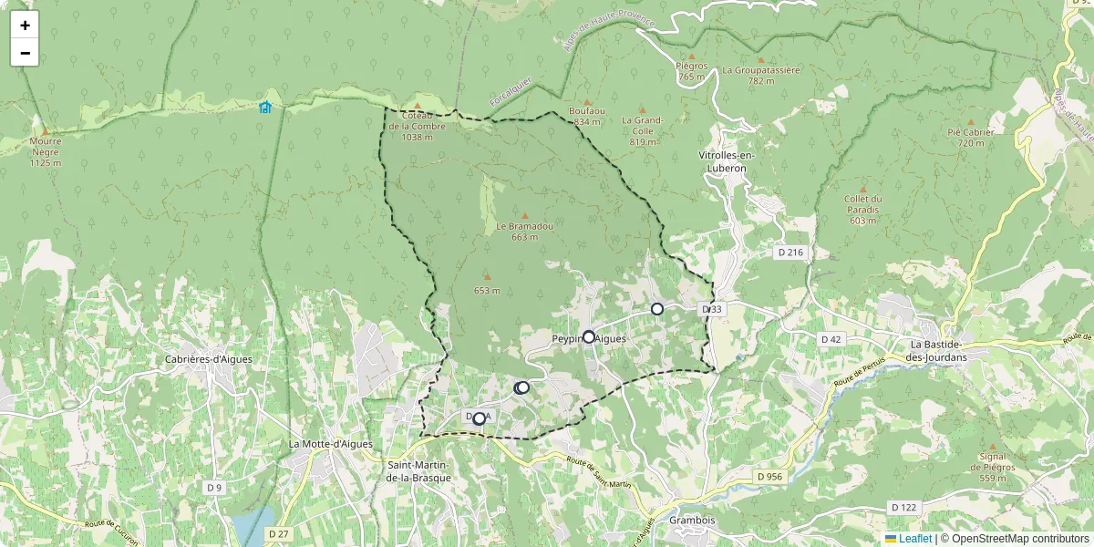 Carte du réseau de transport en commun à Peypin-d'Aigues - lignes de bus et arrêts