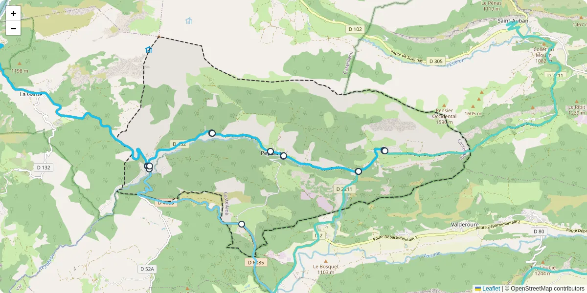Carte du réseau de transport en commun à Peyroules - lignes de bus et arrêts