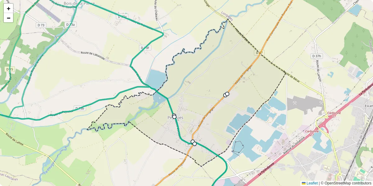 Carte du réseau de transport en commun à Peyssies - lignes de bus et arrêts
