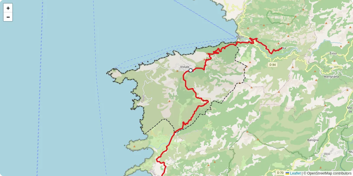 Carte du réseau de transport en commun à Piana - lignes de bus et arrêts