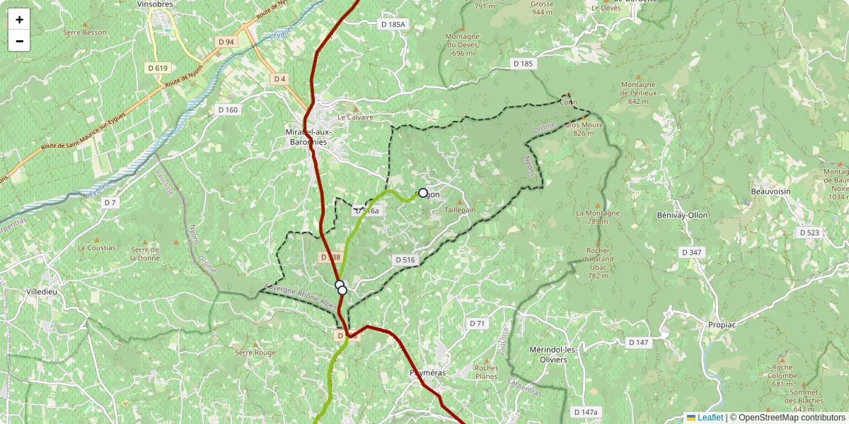 Carte du réseau de transport en commun à Piégon - lignes de bus et arrêts