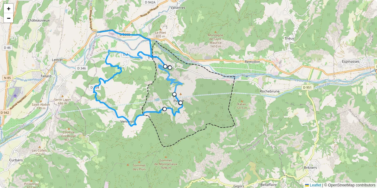 Carte du réseau de transport en commun à Piégut - lignes de bus et arrêts
