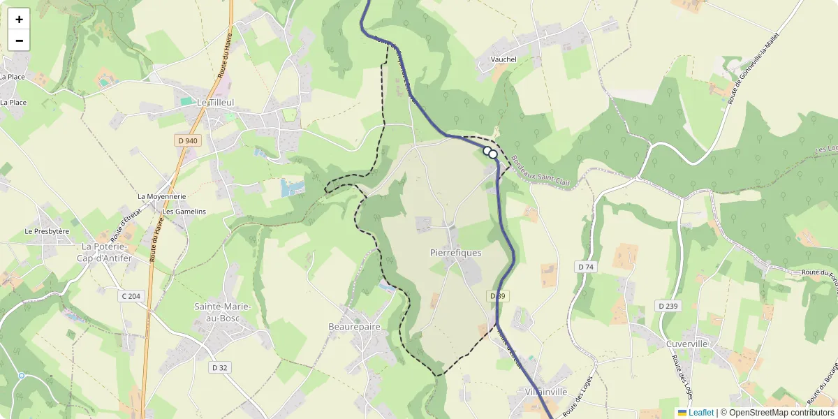 Carte du réseau de transport en commun à Pierrefiques - lignes de bus et arrêts