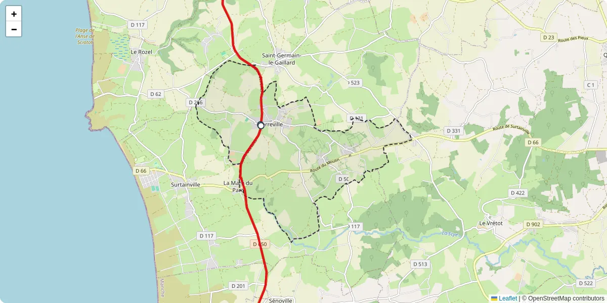 Carte du réseau de transport en commun à Pierreville - lignes de bus et arrêts