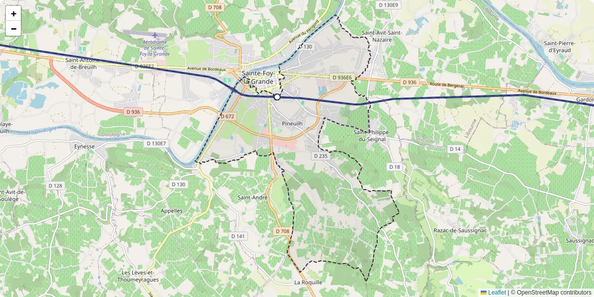 Carte du réseau de transport en commun à Pineuilh - lignes de bus et arrêts