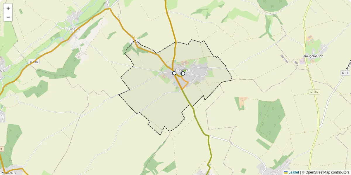 Carte du réseau de transport en commun à Pisseleu - lignes de bus et arrêts