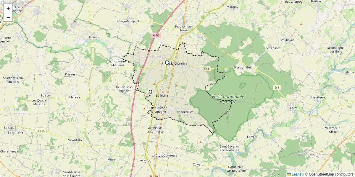 Carte du réseau de transport en commun à Plaine-d'Argenson - lignes de bus et arrêts