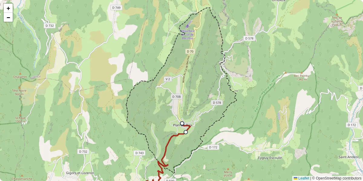 Carte du réseau de transport en commun à Plan-de-Baix - lignes de bus et arrêts