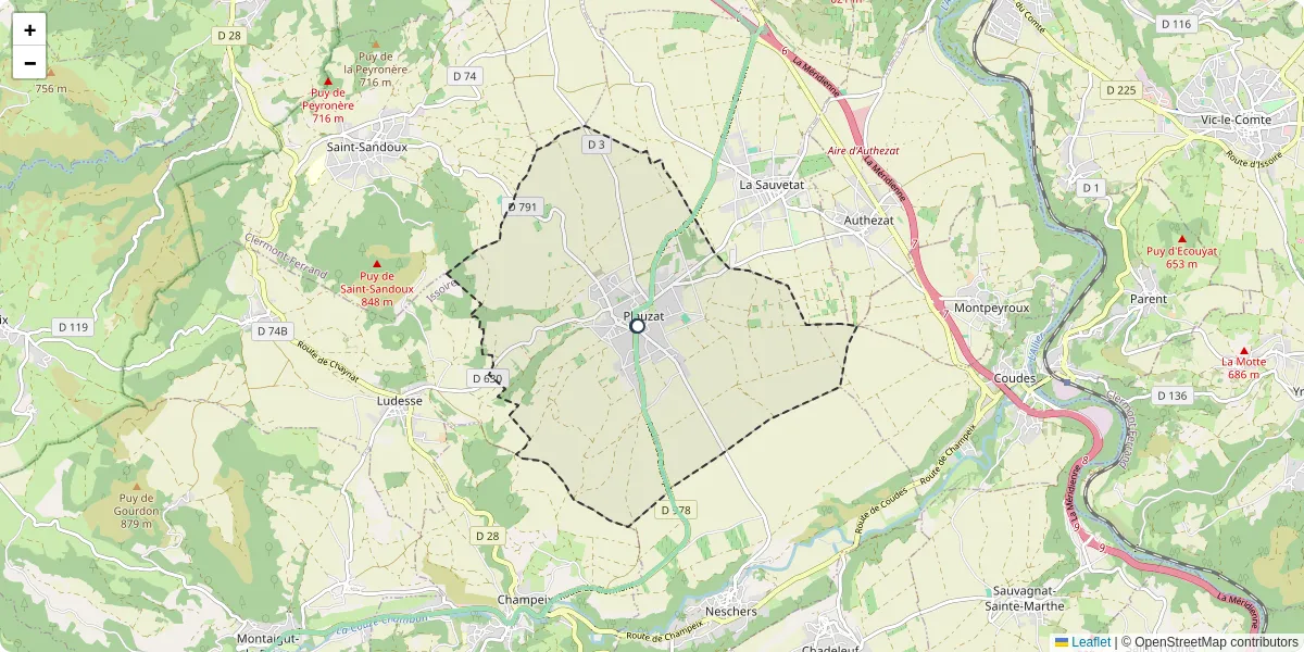 Carte du réseau de transport en commun à Plauzat - lignes de bus et arrêts