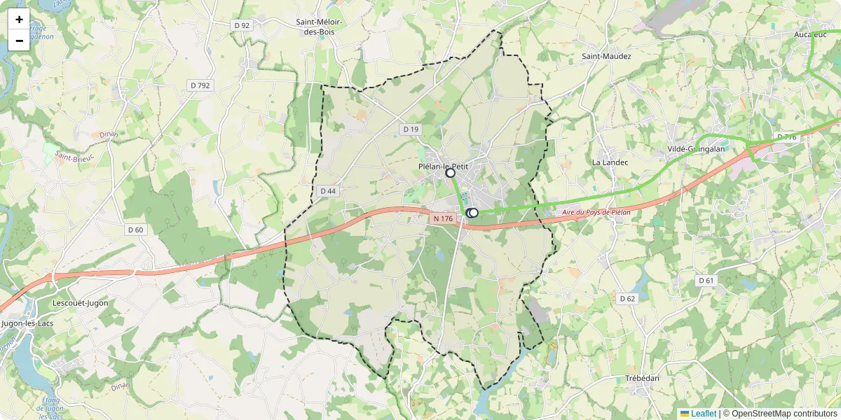 Carte du réseau de transport en commun à Plélan-le-Petit - lignes de bus et arrêts
