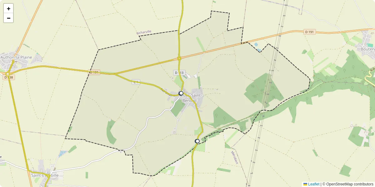 Carte du réseau de transport en commun à Plessis-Saint-Benoist - lignes de bus et arrêts