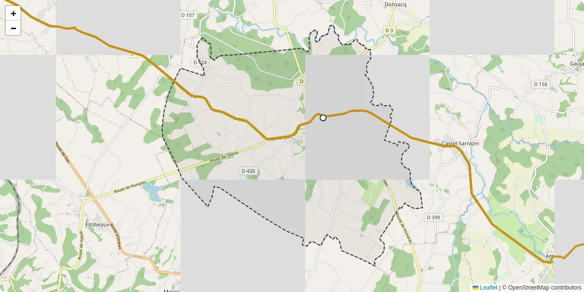 Carte du réseau de transport en commun à Pomarez - lignes de bus et arrêts