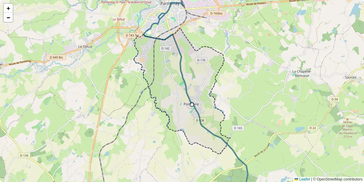 Carte du réseau de transport en commun à Pompaire - lignes de bus et arrêts