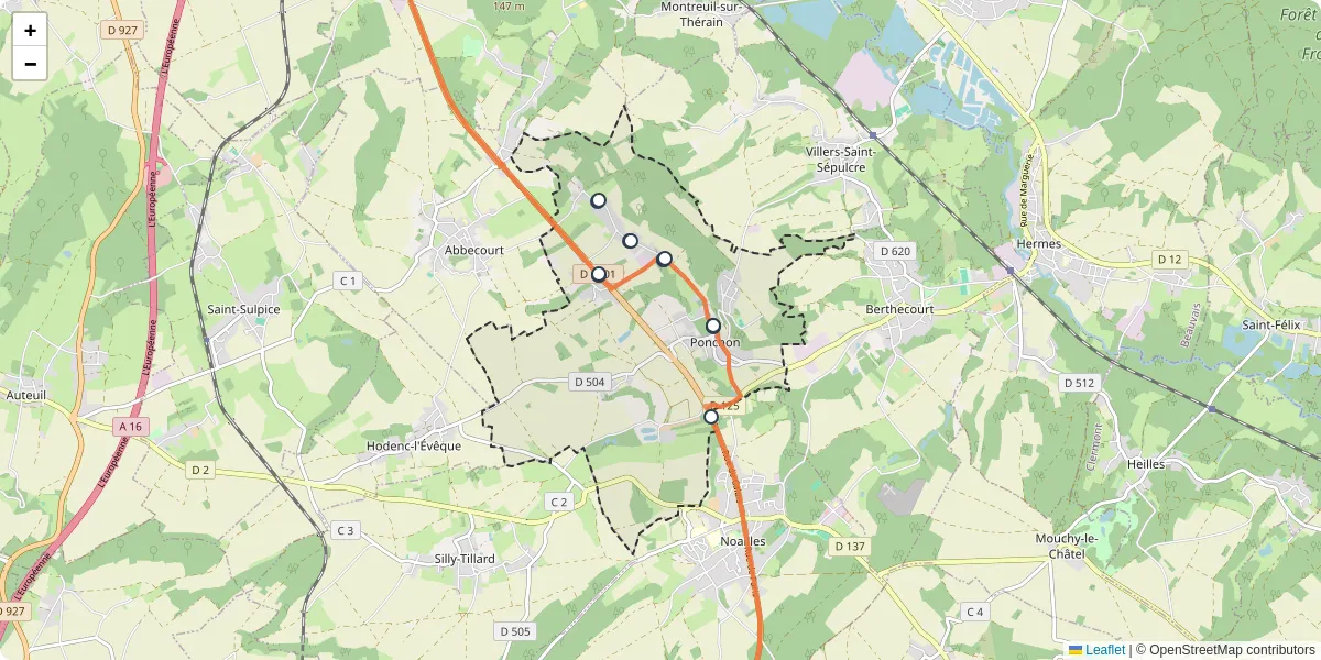 Carte du réseau de transport en commun à Ponchon - lignes de bus et arrêts