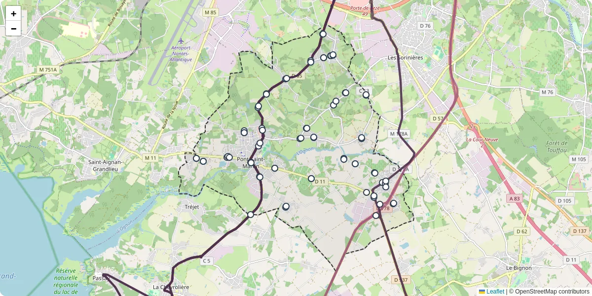 Carte du réseau de transport en commun à Pont-Saint-Martin - lignes de bus et arrêts
