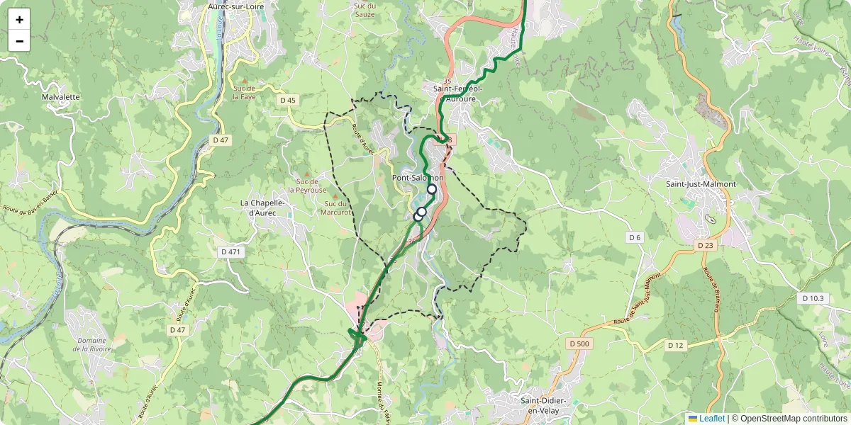 Carte du réseau de transport en commun à Pont-Salomon - lignes de bus et arrêts