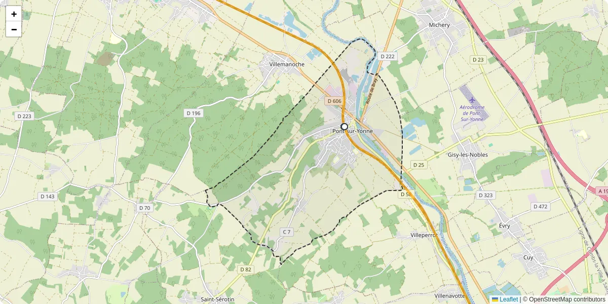 Carte du réseau de transport en commun à Pont-sur-Yonne - lignes de bus et arrêts