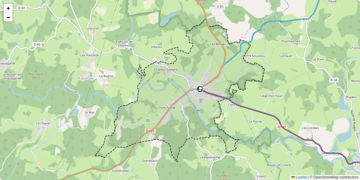 Carte du réseau de transport en commun à Pontarion - lignes de bus et arrêts