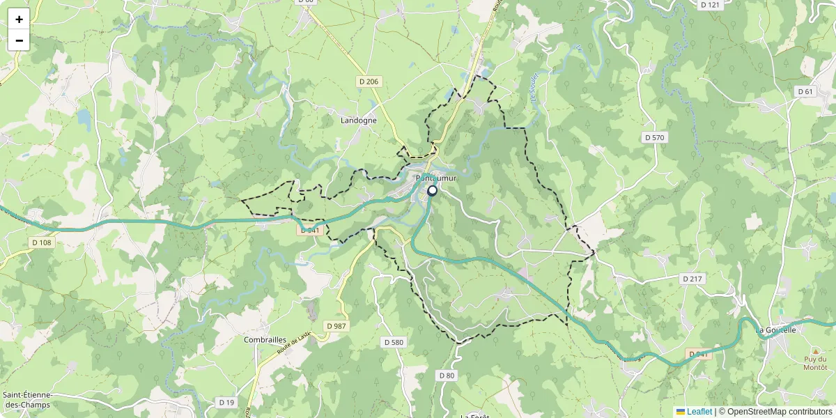 Carte du réseau de transport en commun à Pontaumur - lignes de bus et arrêts