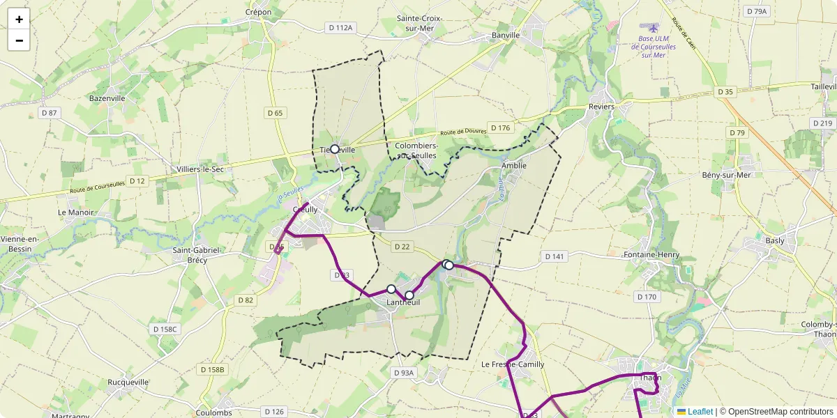 Carte du réseau de transport en commun à Ponts sur Seulles - lignes de bus et arrêts