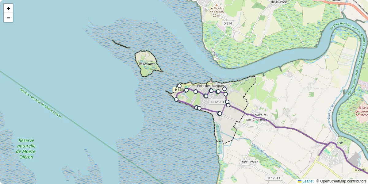 Carte du réseau de transport en commun à Port-des-Barques - lignes de bus et arrêts