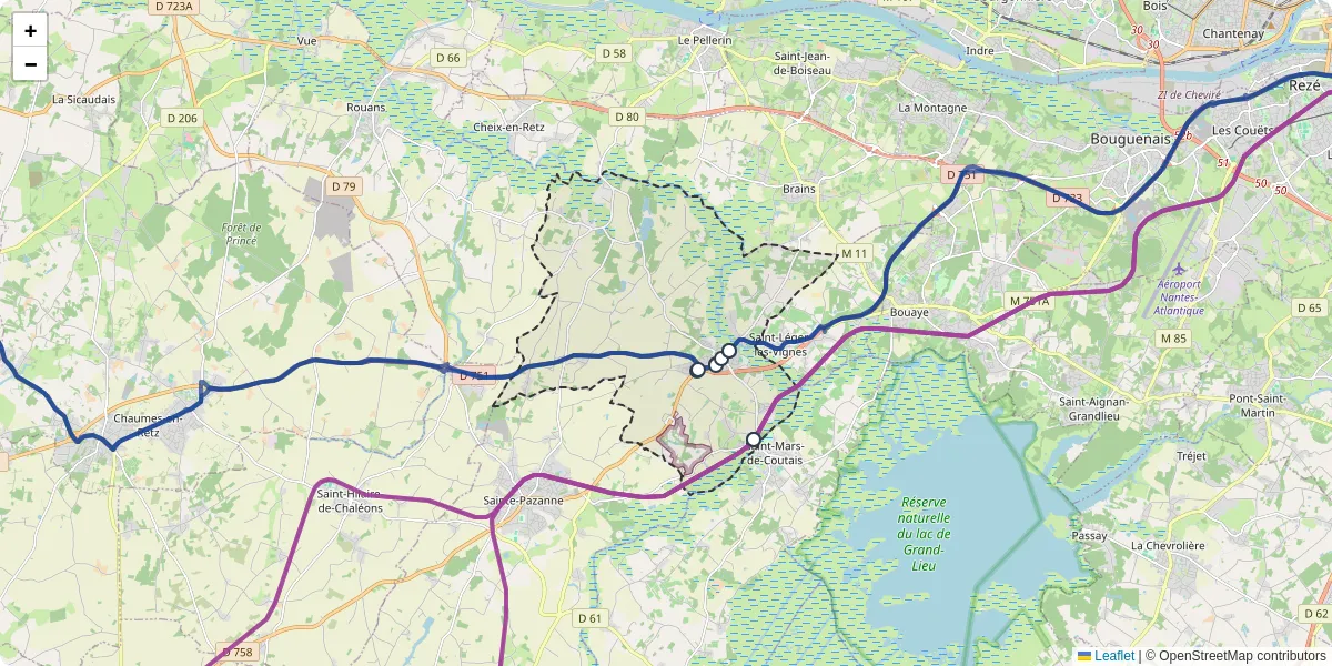 Carte du réseau de transport en commun à Port-Saint-Père - lignes de bus et arrêts