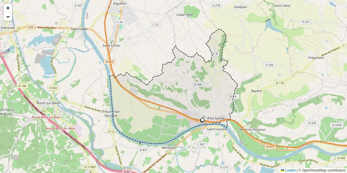 Carte du réseau de transport en commun à Port-Sainte-Marie - lignes de bus et arrêts