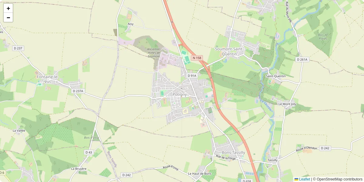 Carte du réseau de transport en commun à Potigny - lignes de bus et arrêts