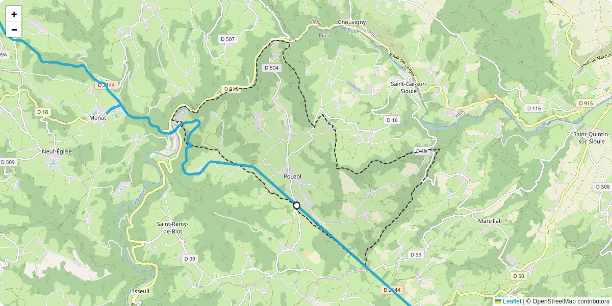 Carte du réseau de transport en commun à Pouzol - lignes de bus et arrêts