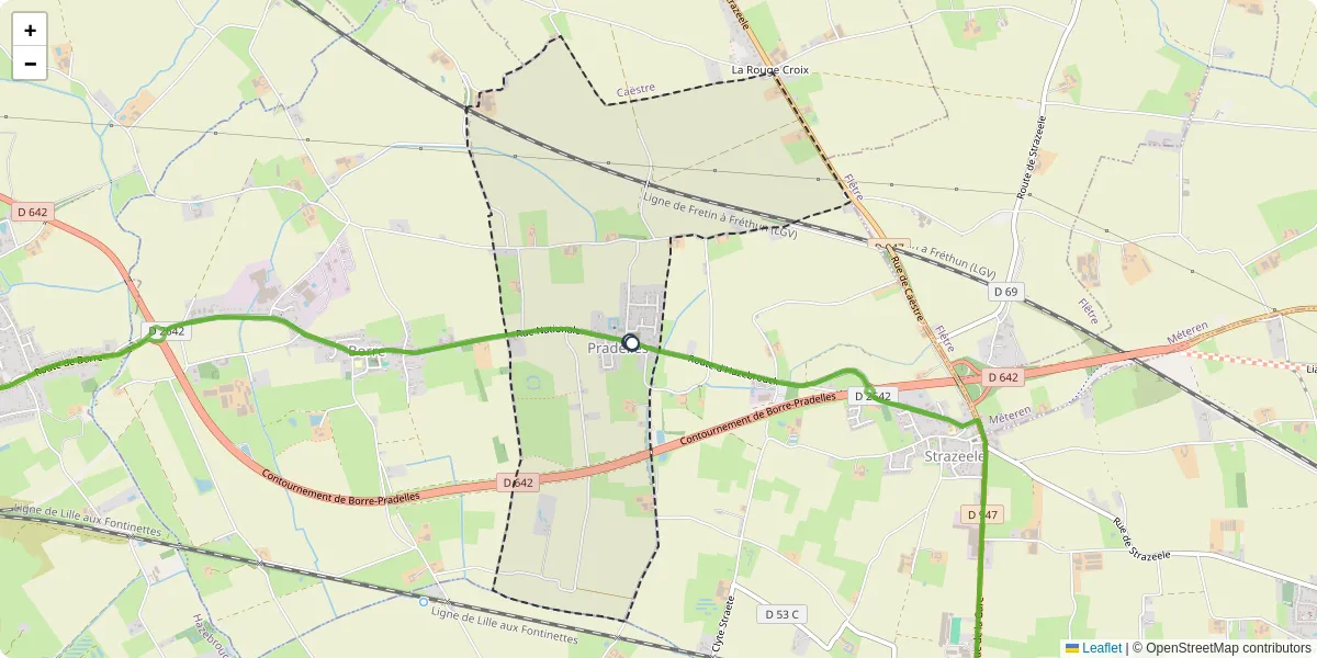 Carte du réseau de transport en commun à Pradelles - lignes de bus et arrêts