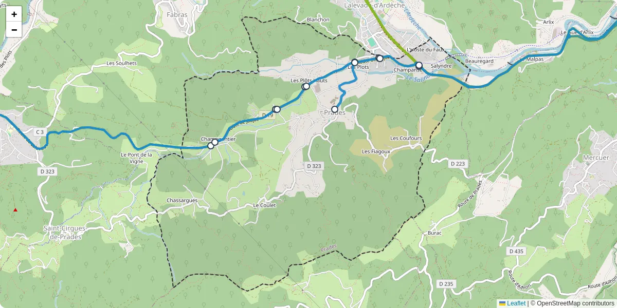 Carte du réseau de transport en commun à Prades - lignes de bus et arrêts