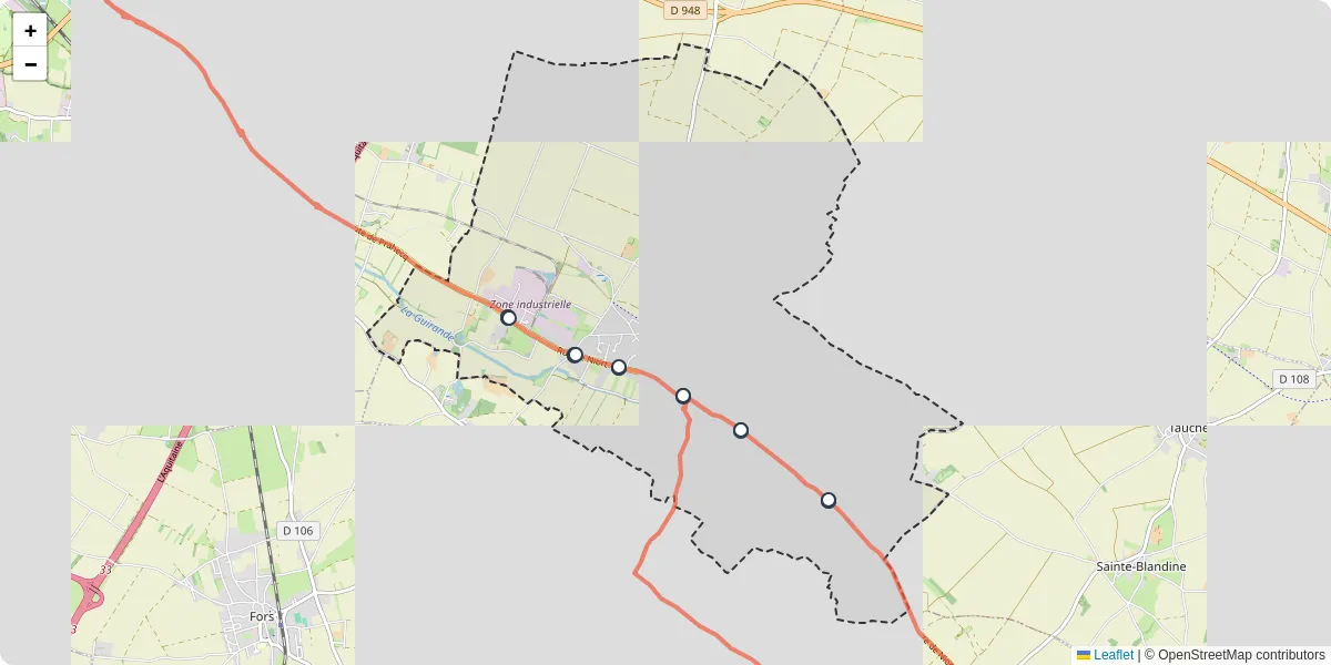 Carte du réseau de transport en commun à Prahecq - lignes de bus et arrêts
