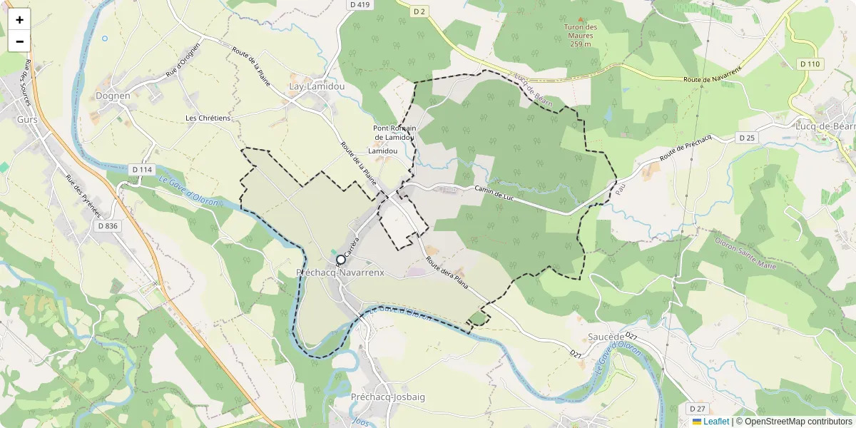 Carte du réseau de transport en commun à Préchacq-Navarrenx - lignes de bus et arrêts