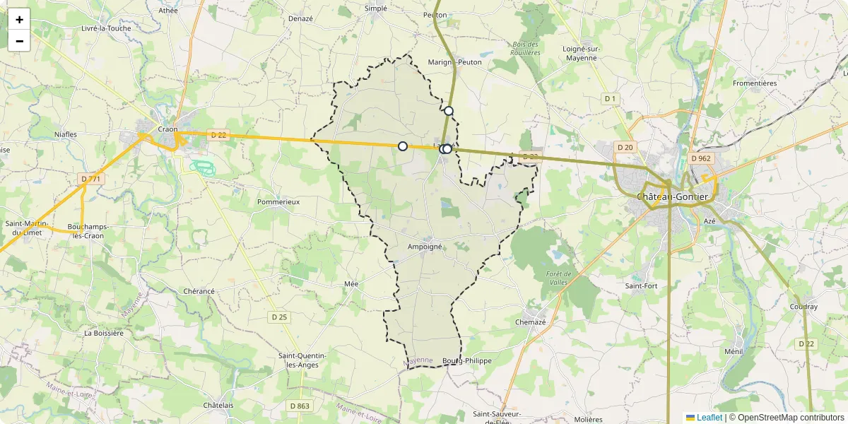 Carte du réseau de transport en commun à Prée-d'Anjou - lignes de bus et arrêts