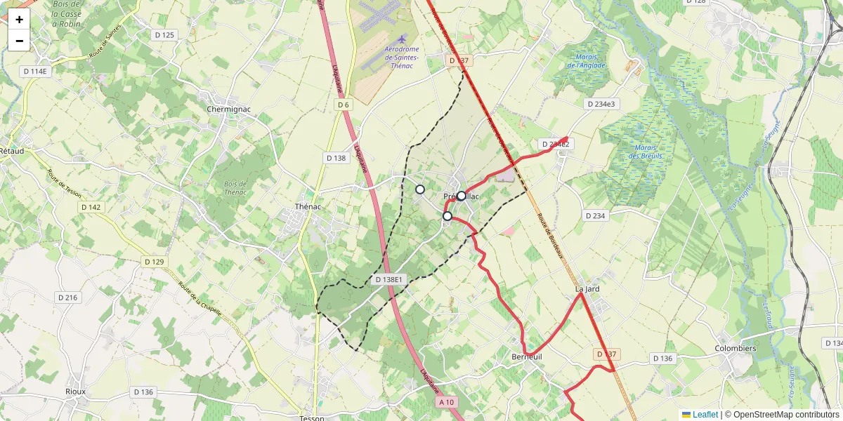 Carte du réseau de transport en commun à Préguillac - lignes de bus et arrêts
