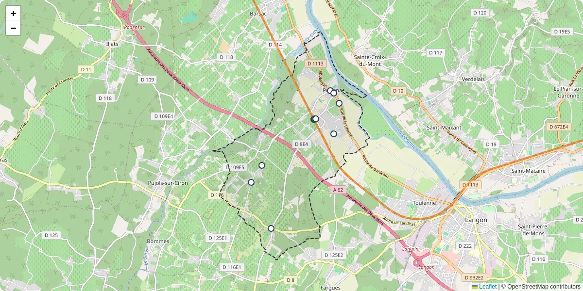 Carte du réseau de transport en commun à Preignac - lignes de bus et arrêts