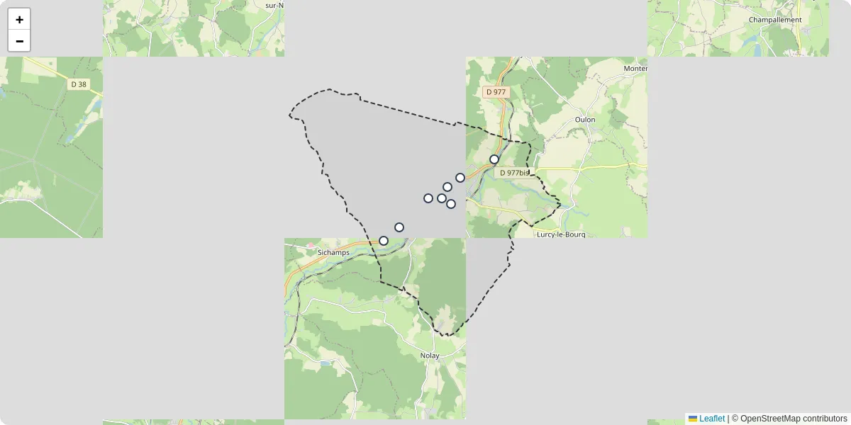 Carte du réseau de transport en commun à Prémery - lignes de bus et arrêts