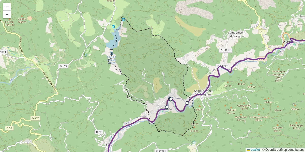 Carte du réseau de transport en commun à Prémian - lignes de bus et arrêts