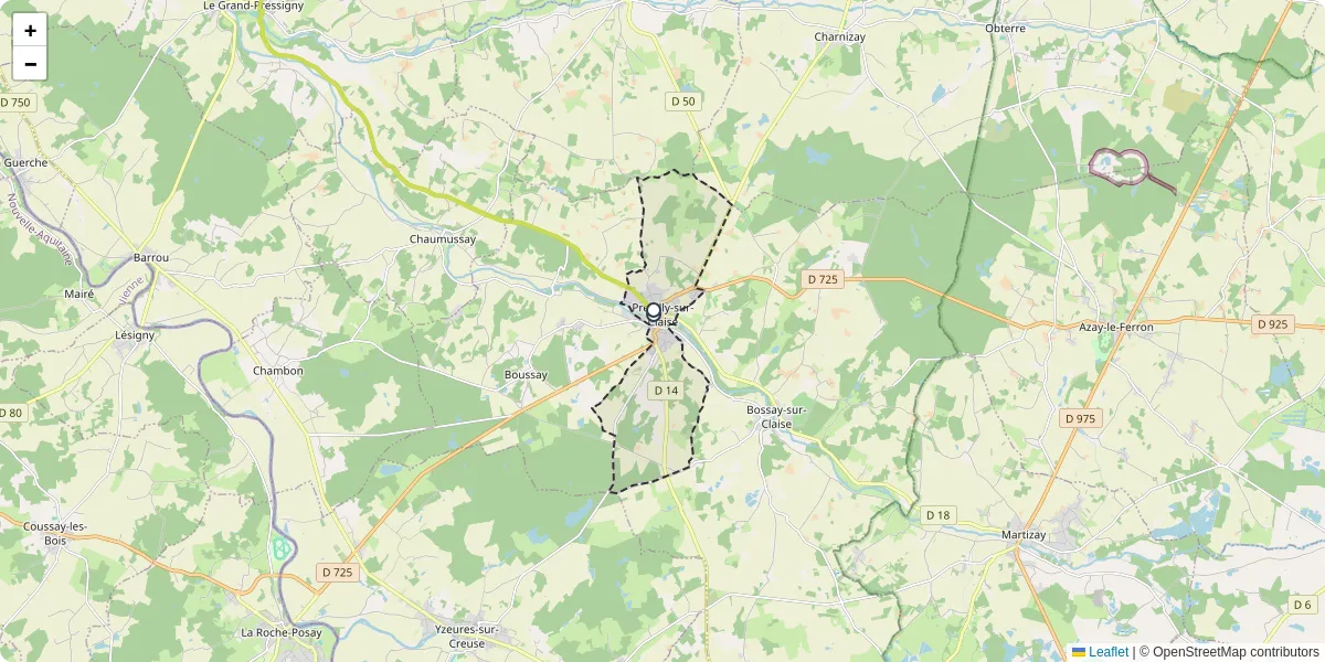 Carte du réseau de transport en commun à Preuilly-sur-Claise - lignes de bus et arrêts