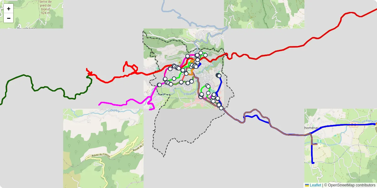 Carte du réseau de transport en commun à Privas - lignes de bus et arrêts