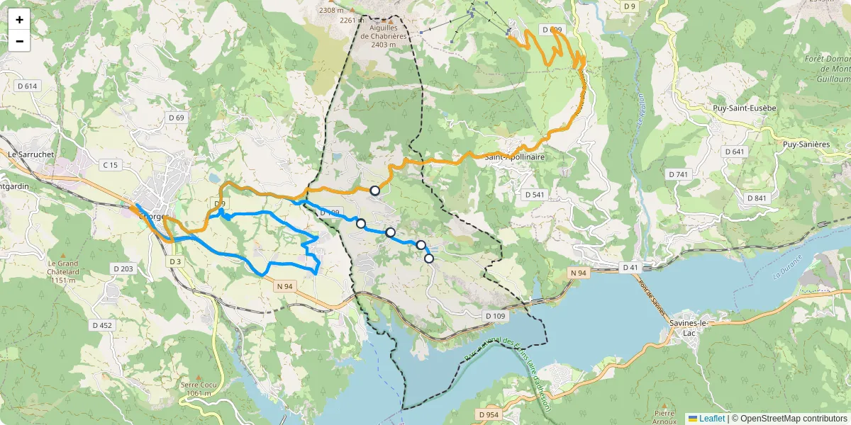 Carte du réseau de transport en commun à Prunières - lignes de bus et arrêts