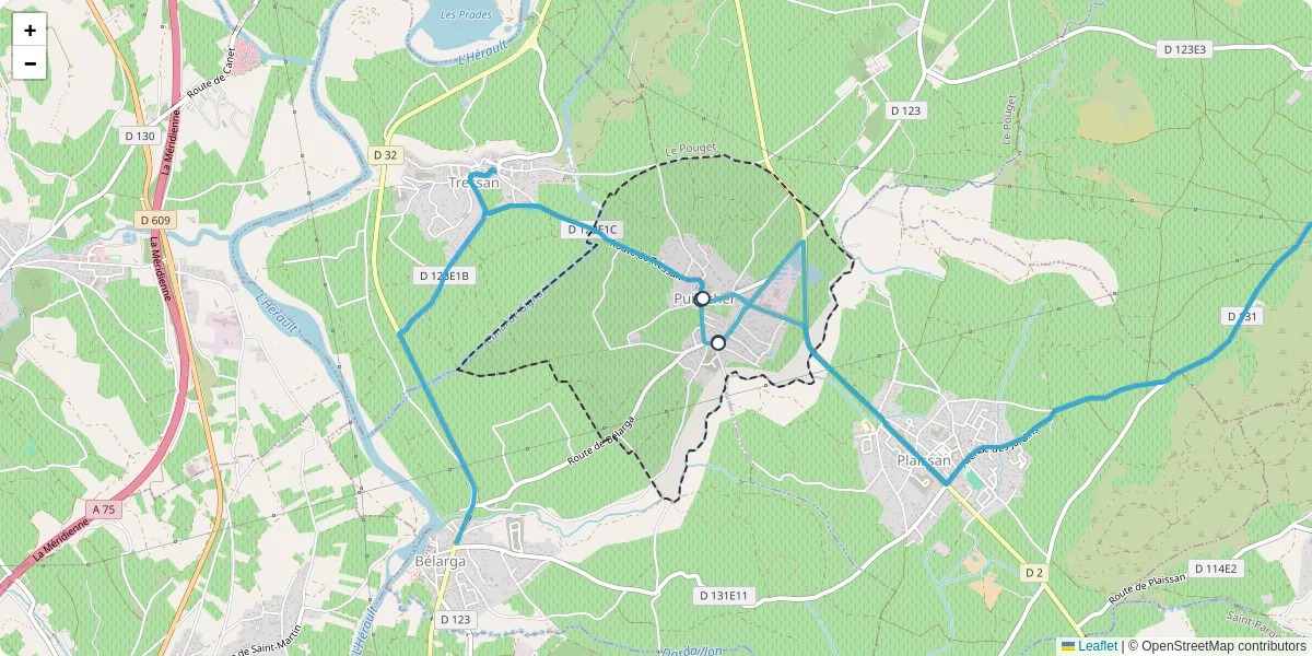 Carte du réseau de transport en commun à Puilacher - lignes de bus et arrêts