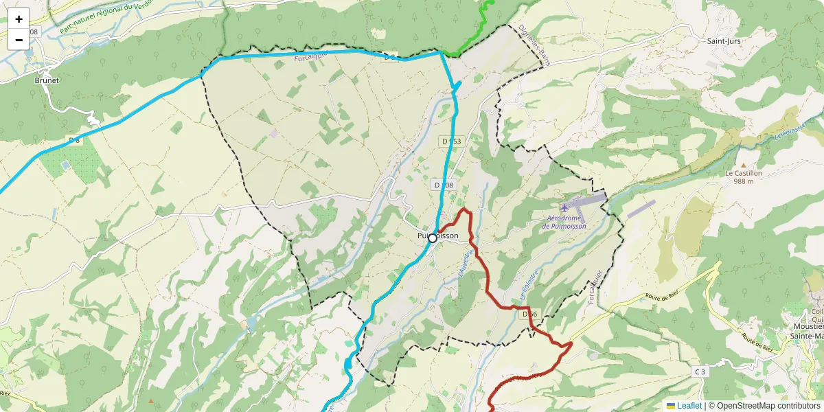 Carte du réseau de transport en commun à Puimoisson - lignes de bus et arrêts
