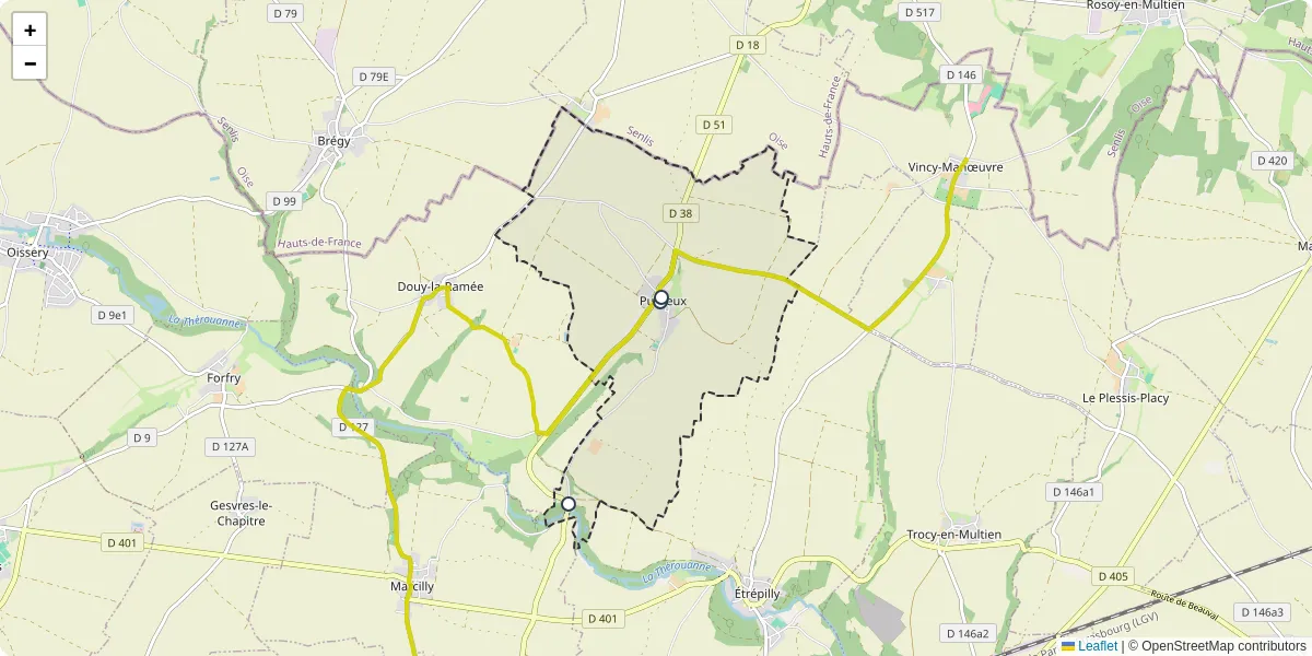Carte du réseau de transport en commun à Puisieux - lignes de bus et arrêts