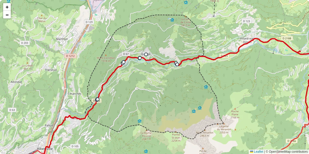 Carte du réseau de transport en commun à Queige - lignes de bus et arrêts