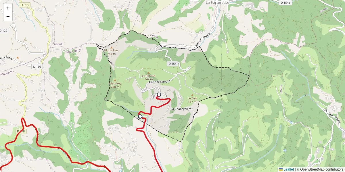 Carte du réseau de transport en commun à Quincieu - lignes de bus et arrêts