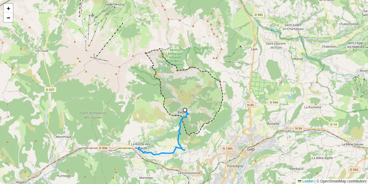 Carte du réseau de transport en commun à Rabou - lignes de bus et arrêts