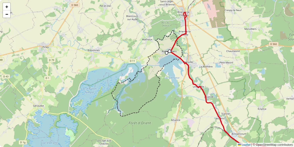 Carte du réseau de transport en commun à Radonvilliers - lignes de bus et arrêts