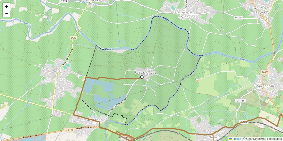 Carte du réseau de transport en commun à Raissac-d'Aude - lignes de bus et arrêts