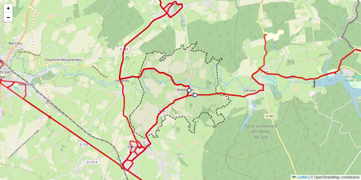 Carte du réseau de transport en commun à Ramousies - lignes de bus et arrêts
